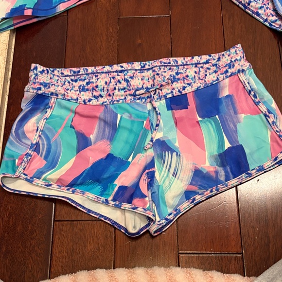 Athleta Girls Multi-Color Brushstroke Active Set - Blue, Pink, Teal - Picture 2 of 9